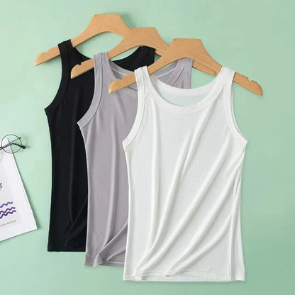 1/3 Pieces Four Seasons Thin Ladies Solid Color Joker Camisole Young Women Plus Size Comfortable and Sexy T-shirt Shirt Casual