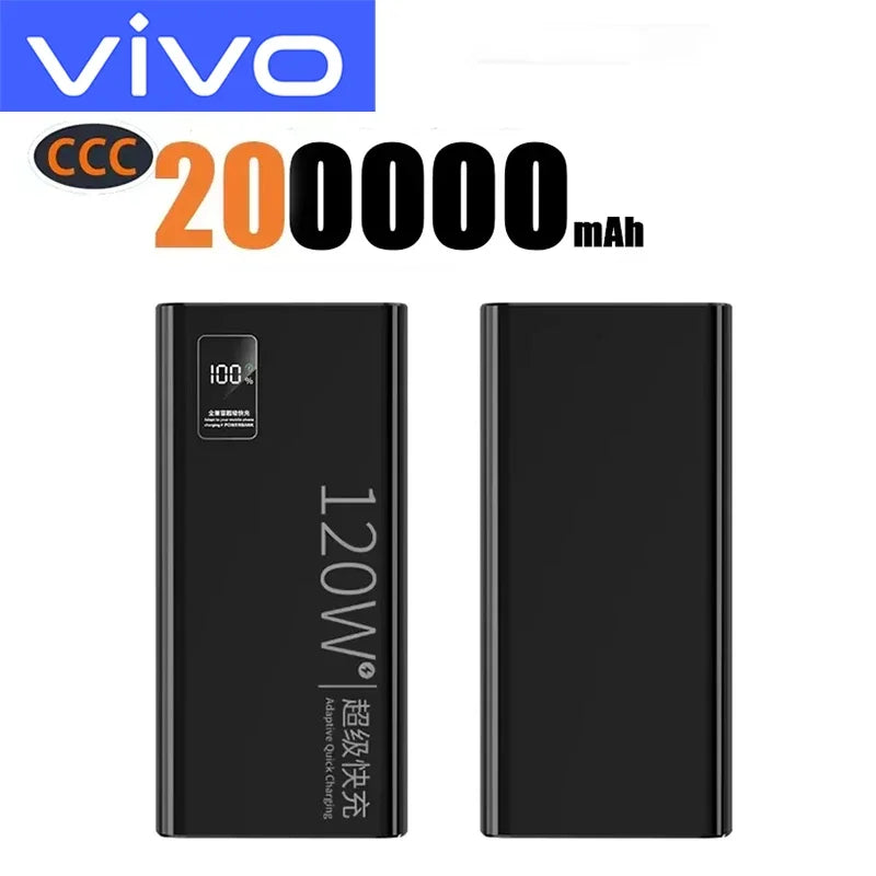 VIVO 500000mAh Power Bank 120W Super Fast Charging Portable LED Digital Display External Power Bank for iPhone Samsung 2026New