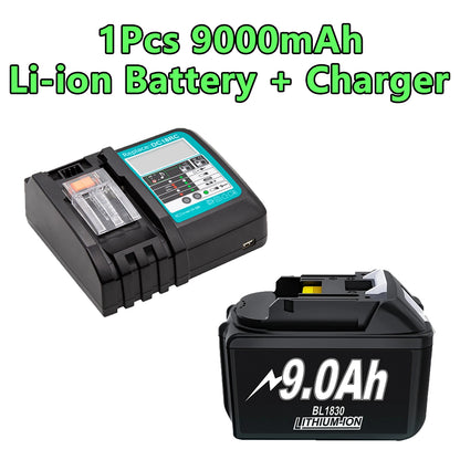 For Makita BL1830 Battery Rechargeable 6000mAh/9000mAh BL1840 BL1850 BL1860 18V Replacement With Single 4A/Dual 6A Charger