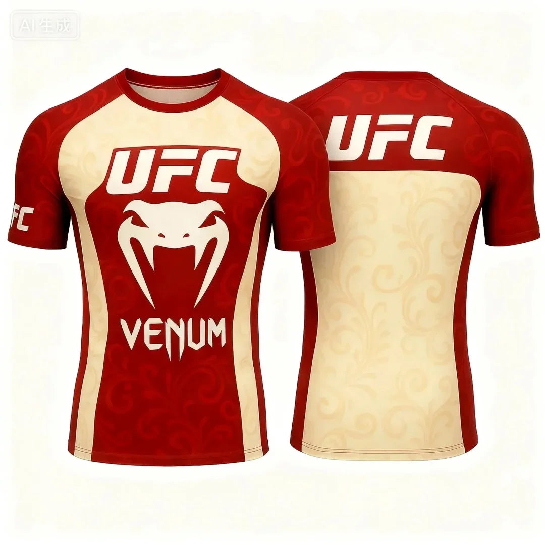 Men's T-shirt Fashion Quick Drying Casual Breathable O-neck Short Sleeve Tops Hot Summer Selling UFC Boxing Fighting Competition