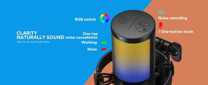 MAONO DGM20 USB Gaming Microphone for PC with RGB Light Noise Reduction Tap-to-Mute Gain Control for Discord Streaming Podcast