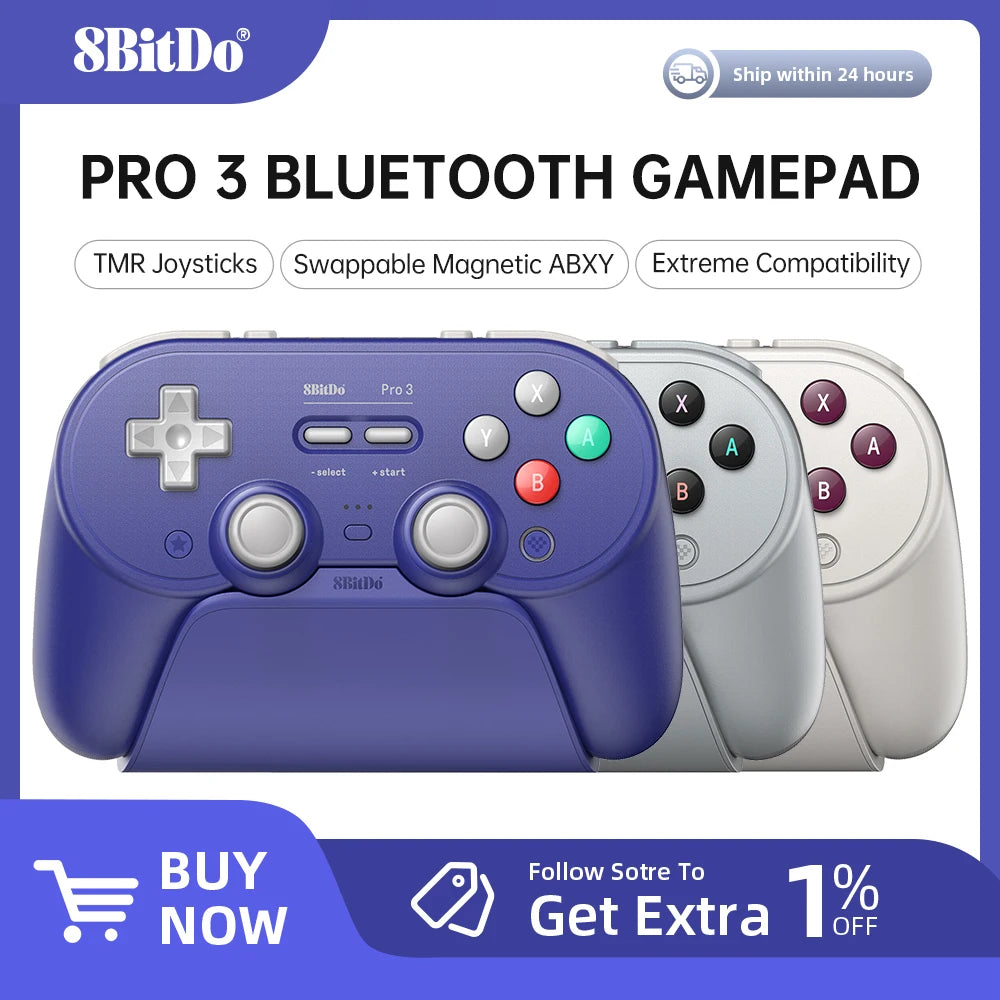 8BitDo Pro 3 Bluetooth Game Controller Wireless Gamepad with TMR Joysticks for NS Nintendo Switch 2, PC Windows, ANDROID, iOS