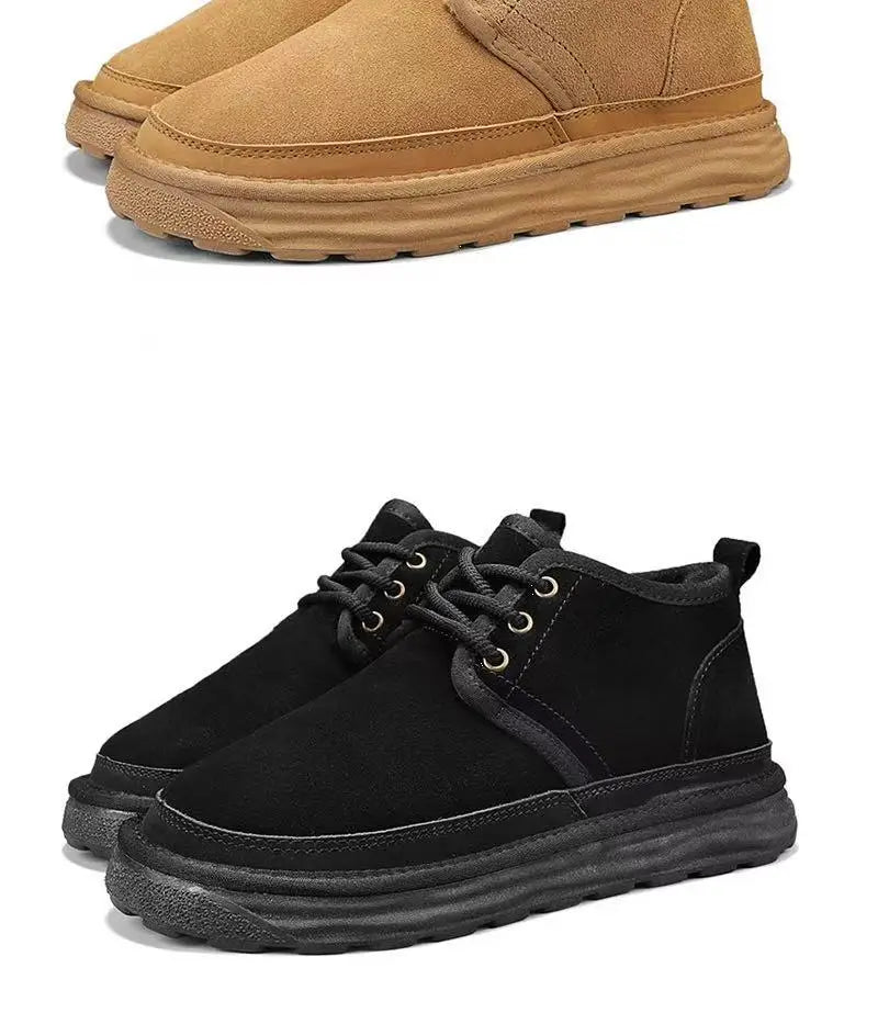 New Winter Snow Boots Men Plush Warm Men Boots Suede Leather Ankle Boot Comfortable Light Couple Cold Protection Sneakers