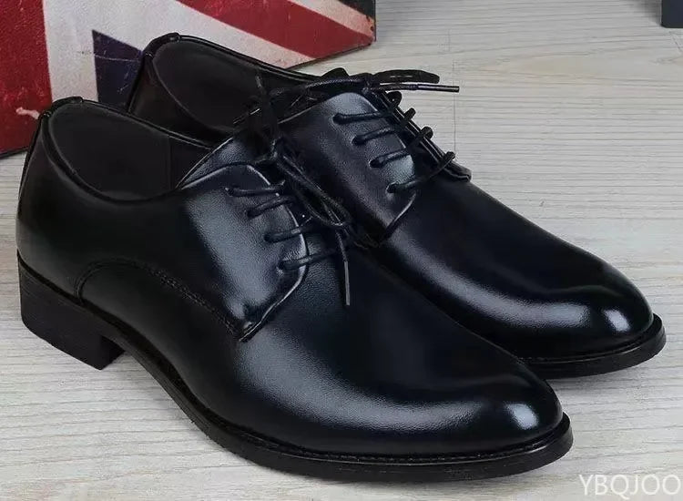 Herrskor med Dold Höjdökning – Brittisk Casual och Business, Svart, Storlek 39–46
