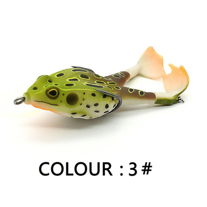 1pc Surface Frog Lure Top Water Bass Fishing Lures Soft Frog Double Propellers Legs Freshwater Rotating Tail Floating Swing Bait
