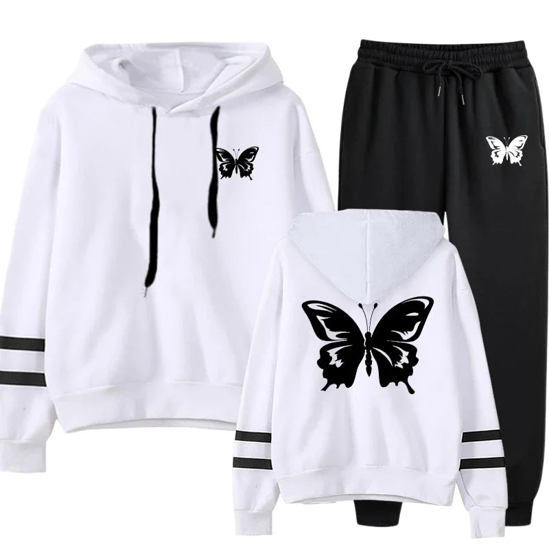 Casual Daily Women Tracksuit Hoodies Quality Single Piece Stripe Sweatshirt and Sweatpants Comfort Outdoor Jogging Autumn Winter