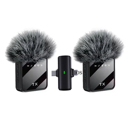 Mini Wireless Microphone for iPhone Android Cameras Wireless Microphone for Interviews Vlog Noise Cancelling Lavalier Microphone