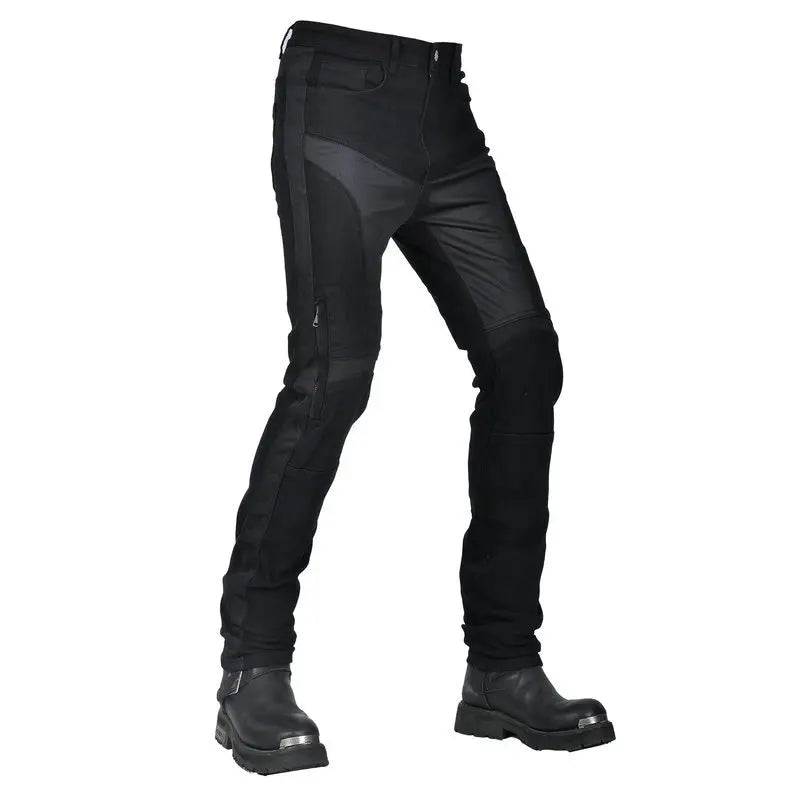 Motorcykelbyxor för män Sommar Mesh Svart Retro Slim Fit