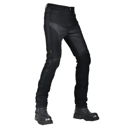 Motorcykelbyxor för män Sommar Mesh Svart Retro Slim Fit