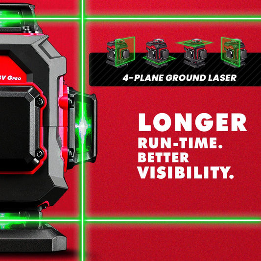 YEVOLT YVGLL4XS16 Grön Lasernivå – 4 Plan, 16 Linjer, Självnivellerande 360° 3D