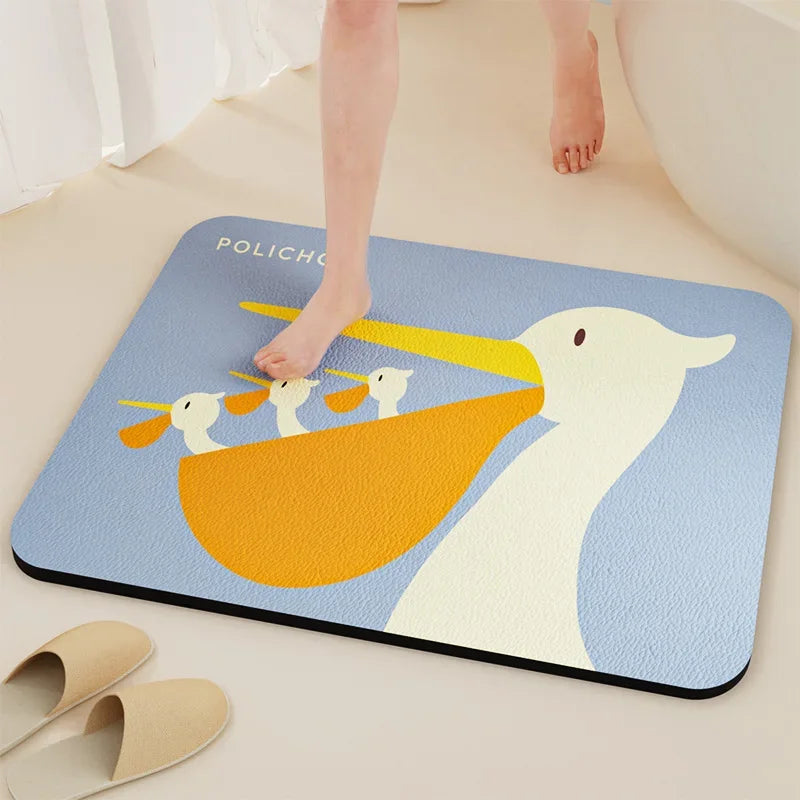 VIKAMA Premium Diatomaceous Earth Bathroom Mat - Absorbent Quick-Dry Anti-Slip Foot Rug for Shower Area Home Decor