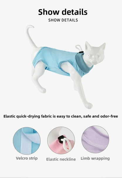 Soft Cat Recovery Vest Anti Licking Kitten Surgery Suit Pet Sterilization Jumpsuit Comfortable Weaning Clothes for Daily Care