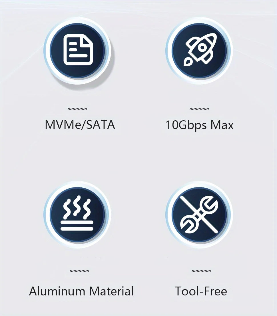 SUNKANDI M.2 NVME SATA SSD Enclosure Adapter, USB C 3.1 Gen 2 (10 Gbps) To M.2 PCIe NVMe and SATA SSDs Support for SSDs 2230