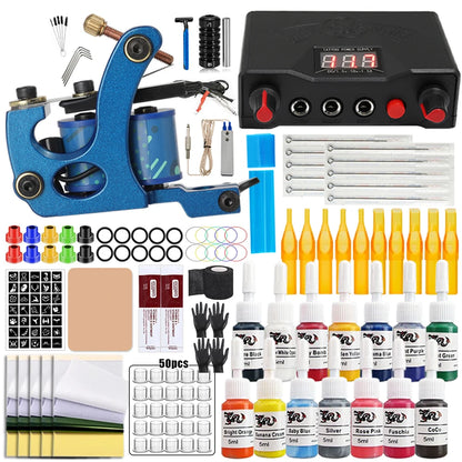 Coils Tattoo Machines Kit Cheap Beginner Tattoo Kit with Power Supply Tattoo Needles Body Arts Supplies for Liner Shader Machine