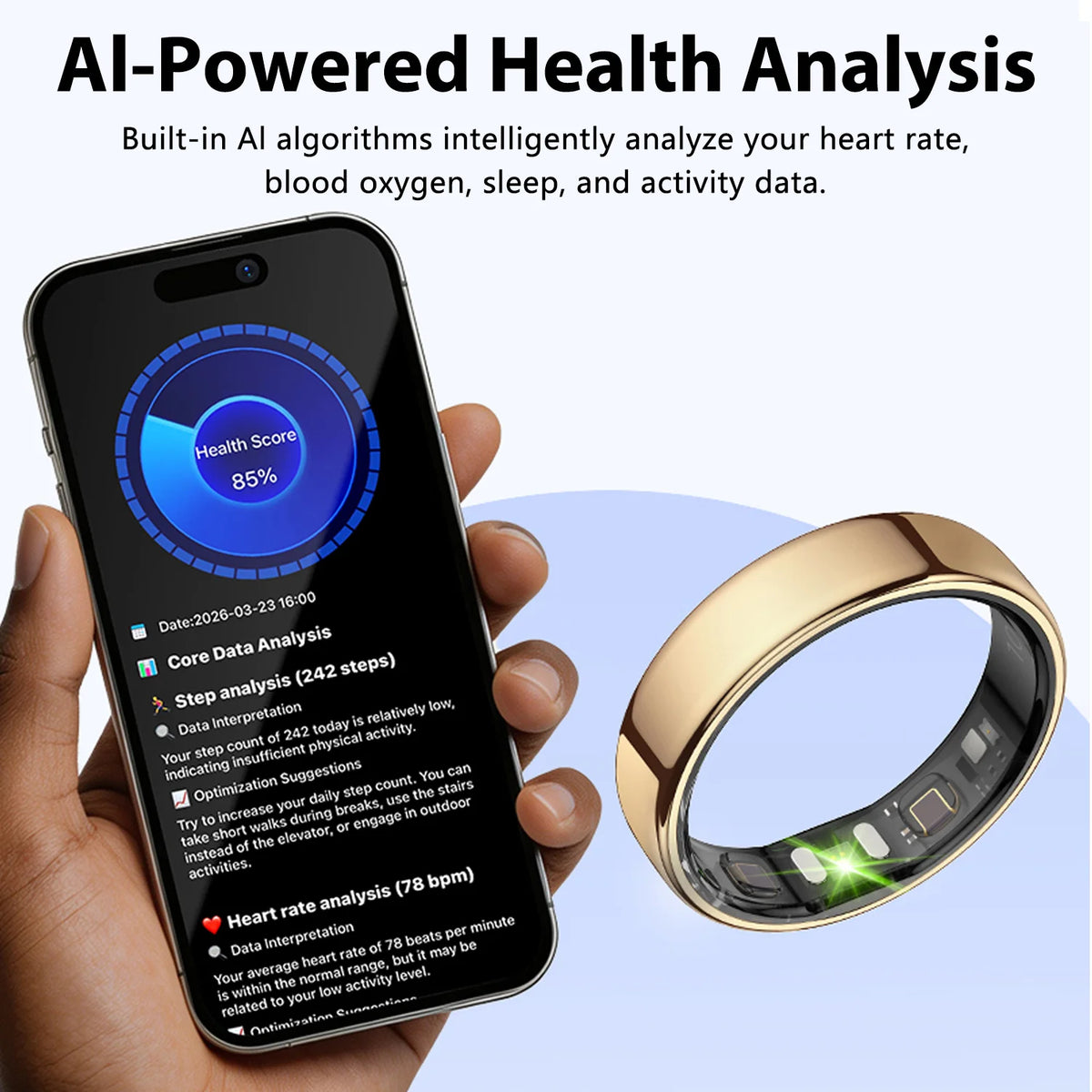 R21 Smart Ring Men Women Ultra-thin 5ATM Waterproof Sport Fitness Tracking AI Health Analysis Heart Rate Blood Oxygen Monioring