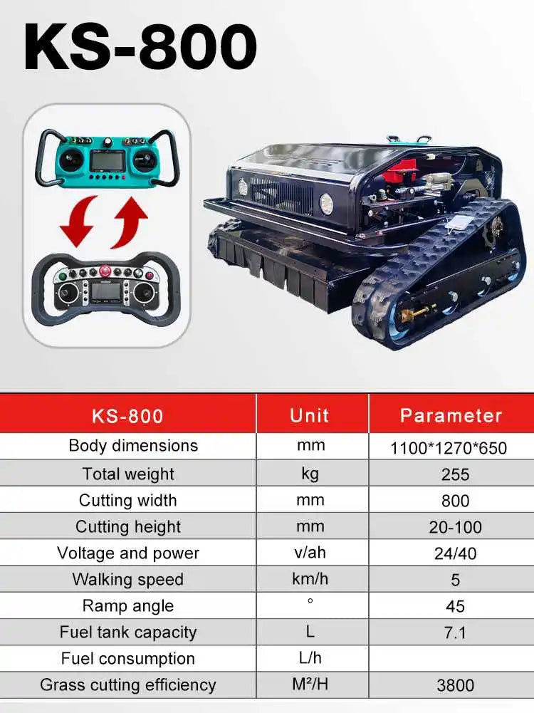 CE Certified Multi-use Trimmer 1000mm Cutting Width Tracked Lawn Mower Remote Control High Efficiency Customization Landscape