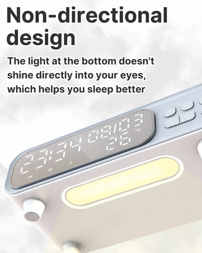 VIKEFON 15W Trådlös Laddare med Väckarklocka Nattljus & Termometer – Qi USB-C iPhone Android Hörlurar Snabbladdning CE RoHS