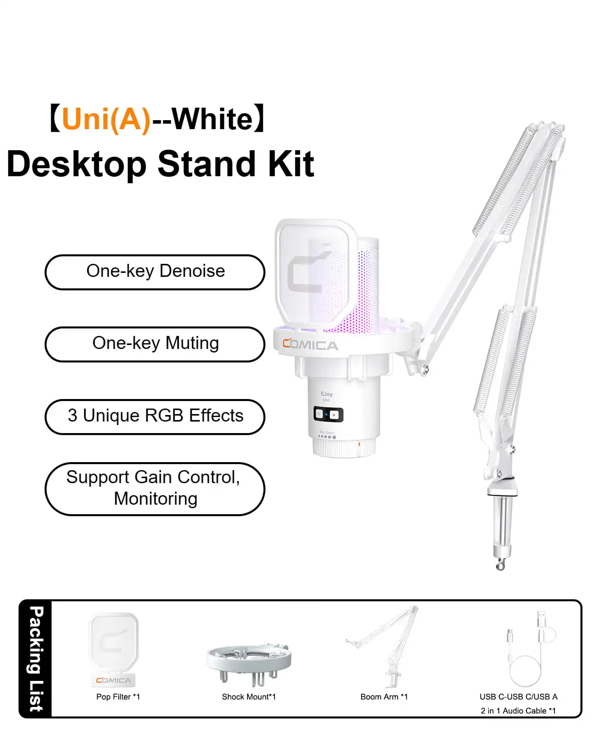 Cardioid Condenser Wired USB Microphone with RGB lights for Gaming, Podcasting, Music creation and PS4/5 Ejoy Uni A Uni D