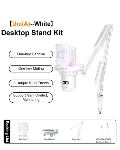Cardioid Condenser Wired USB Microphone with RGB lights for Gaming, Podcasting, Music creation and PS4/5 Ejoy Uni A Uni D