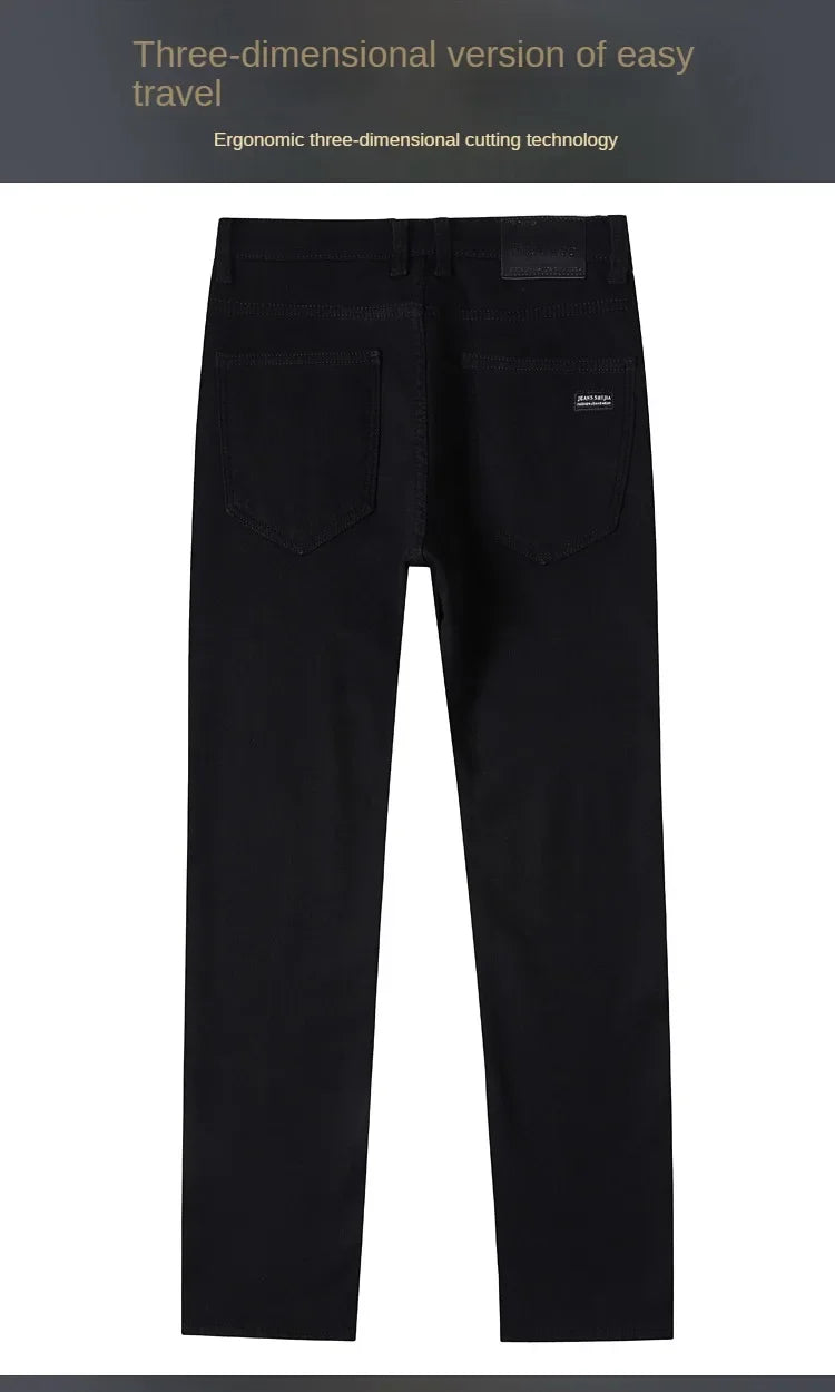 2026 Brand Brushed Jeans Winter Jeans Men Slim Fit Stretch Thick Velvet Pants Warm Jeans Casual Fleece Trousers Male