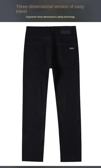 2026 Brand Brushed Jeans Winter Jeans Men Slim Fit Stretch Thick Velvet Pants Warm Jeans Casual Fleece Trousers Male
