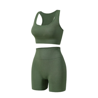 Dam Underkläderset – Sömlös BH & Trosor Crop Top Sport Yoga Fitness, 8 Färger M–XXL