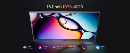ARZOPA Z3FC Portabel Skärm 16,1" 180Hz 2,5K QHD – IPS 107% sRGB HDR10 Dubbla Högtalare Aluminium USB-C HDMI