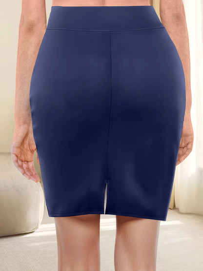 High-Waisted Tight Fit Mini Skirt - Stretchy Soft Fabric, Slim Bodycon Silhouette, Timeless Solid Colors