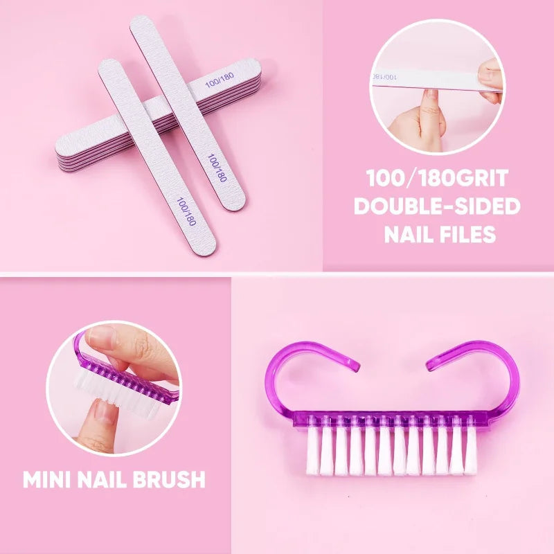 Professionellt Nagelvårdskit 10/15 delar – Filar, Buffer, Pensel, Sax, Nagelband Nippers & Gel-verktyg