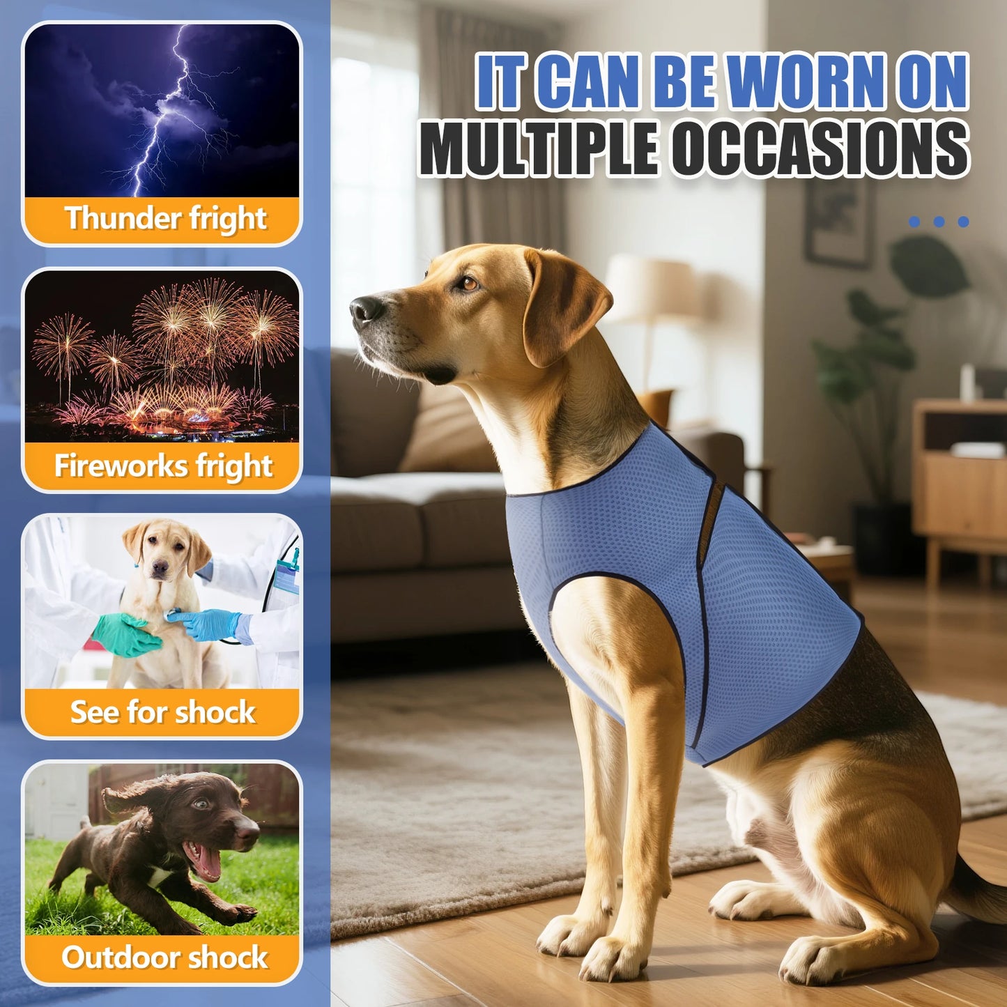 Breathable Mesh Dog Calming Vest Adjustable Anti-Anxiety Soothing Wrap Stress Relief Jacket For Thunder Travel Small M