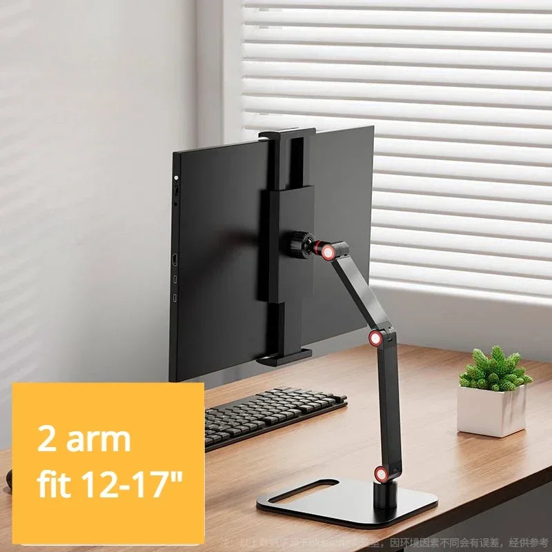 Portable Adjustable Monitor Screen Bracket Holder for 12-17.3 Inch No Drilling Laptop Gaming Expandable Desktop Clamp Stand