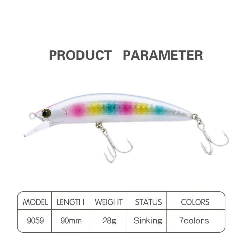 Sunken Minnow Swinger Bait 90mm 28g Hot Type Fishing Kit Bait Fishing Gear Hard Bait 3D Eye Long Cast Crank Bait Fishing