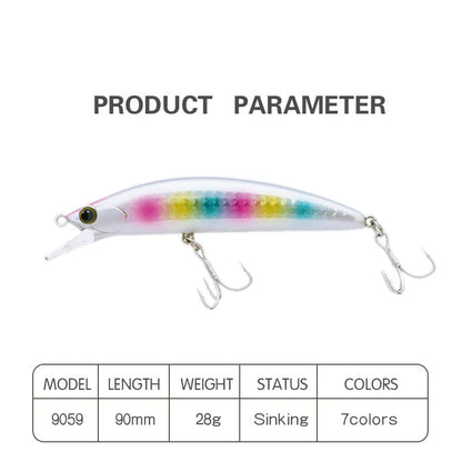 Sunken Minnow Swinger Bait 90mm 28g Hot Type Fishing Kit Bait Fishing Gear Hard Bait 3D Eye Long Cast Crank Bait Fishing