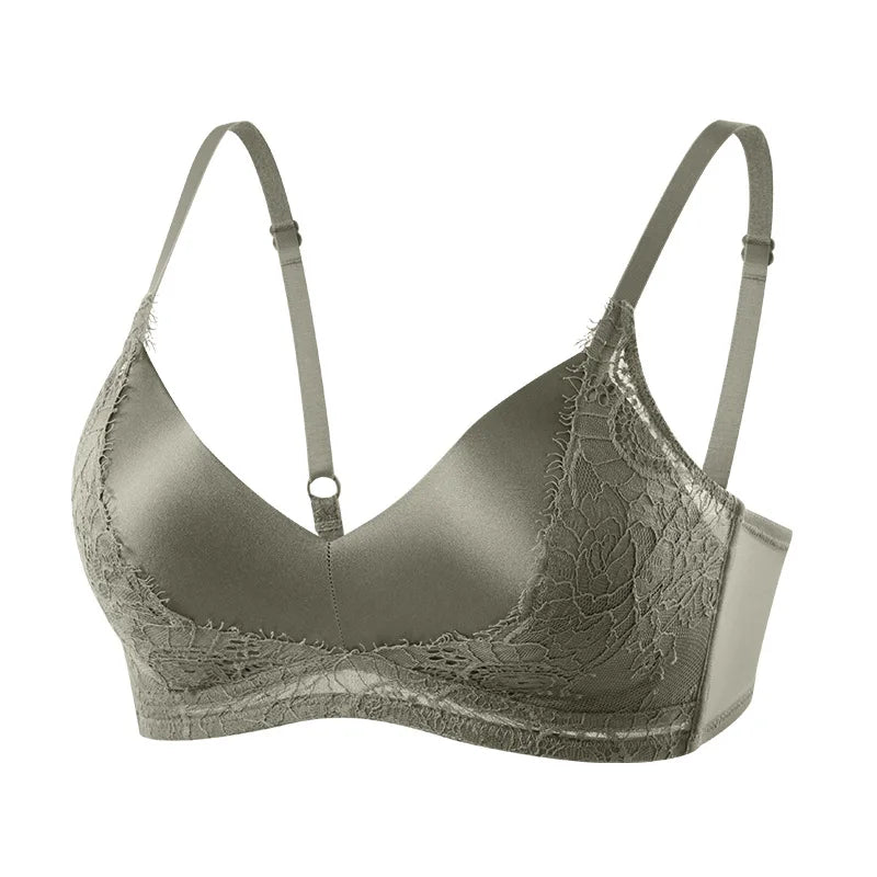SuyaDream,Women Silk Bras, 93%Silk 7%Spandex, Wire Free, Lace Padded Bra, 2025 New Cozy Intimates, Black, White