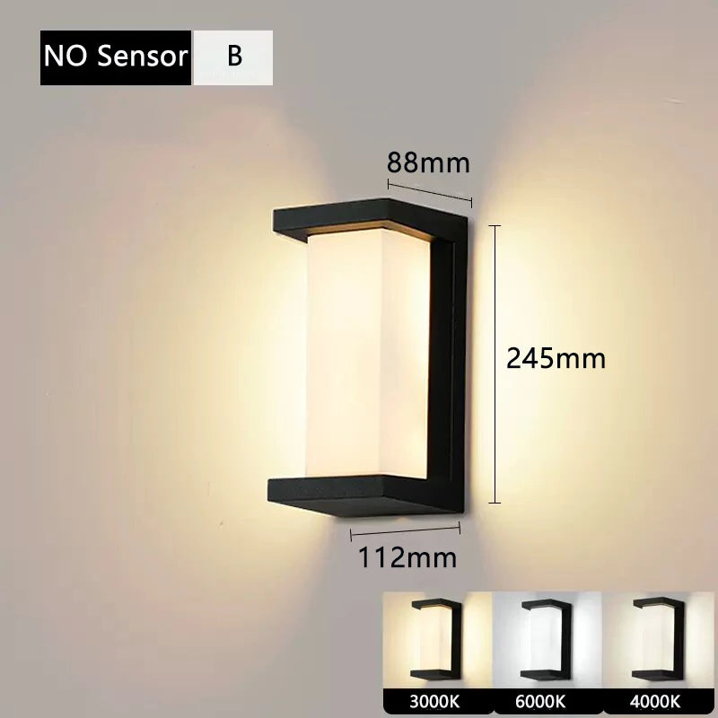 LED Vägglampa Utomhus IP65 – 20W, Varmvit/Kallvit/Naturvit, Med/Utan Radarsensor, 4 Stilar, AC110–265V
