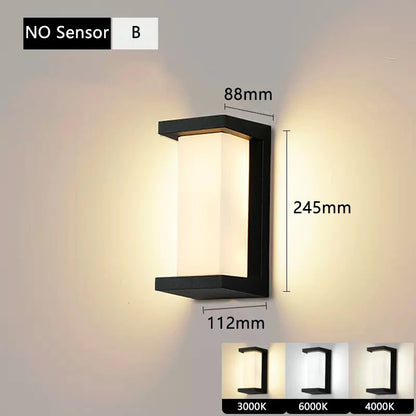 LED Vägglampa Utomhus IP65 – 20W, Varmvit/Kallvit/Naturvit, Med/Utan Radarsensor, 4 Stilar, AC110–265V