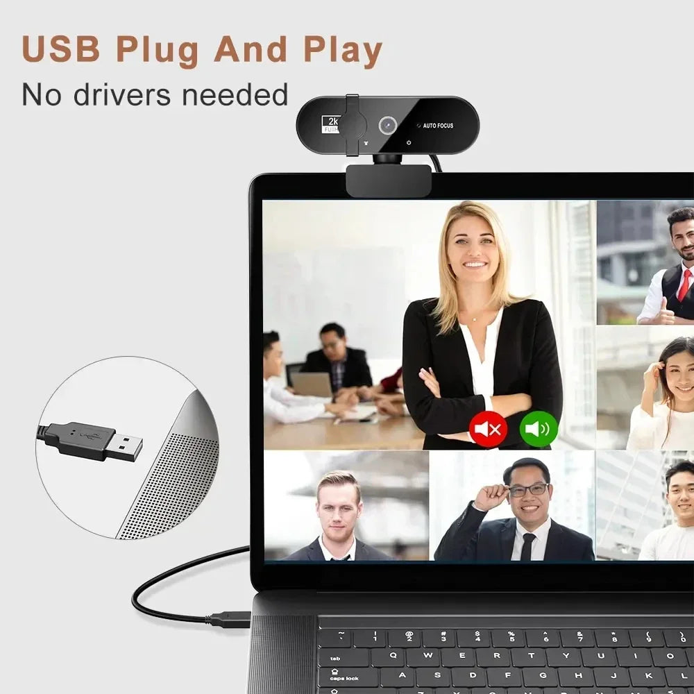 2026 Webcam 1080P Mini Camera 2K Full HD Webcam with Microphone 30fps USB Web Cam for Auto Focus PC Laptop Video Shooting Camera