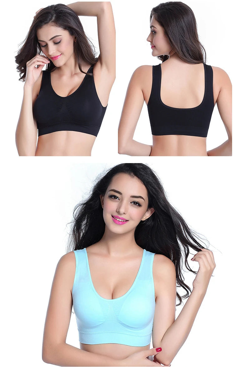 3PCS/lot Hollow out Breathable Sports Bra With Pad Plus Size Seamless Vest For Women Active Wirefree Brassiere Push Up Bra S-6XL