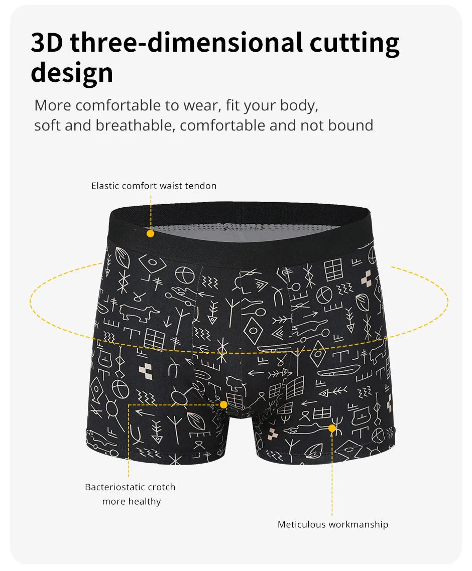 Herr Boxershorts 4-pack Blommigt – Andningsbara Plus Size Tonåringar & Vuxna, XS–XXXL
