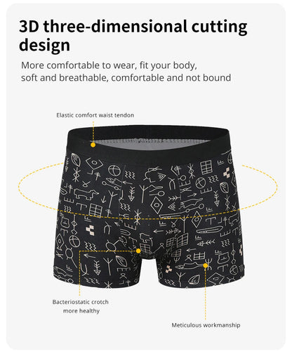 Herr Boxershorts 4-pack Blommigt – Andningsbara Plus Size Tonåringar & Vuxna, XS–XXXL