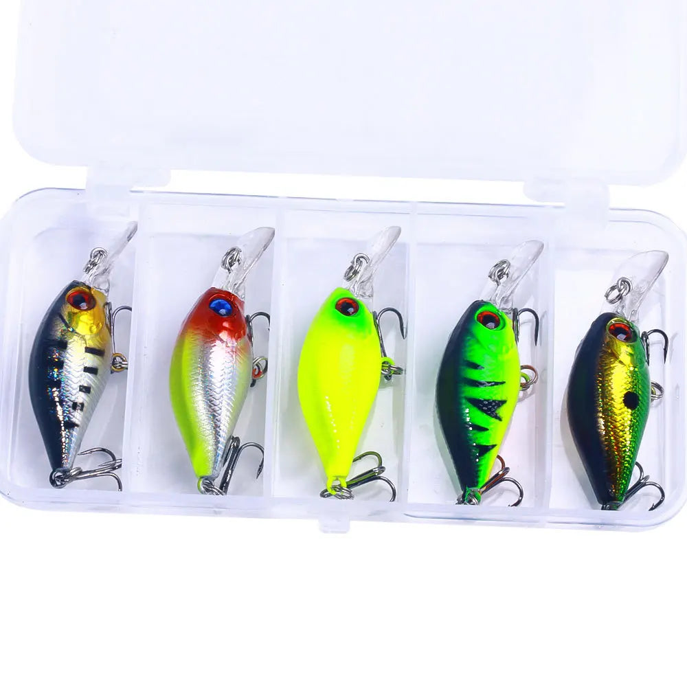 Topwater Crankbait Lures 5Pcs 4.4g 5cm Artificial Wobbler Bait For Bass Pike Rockfish Freshwater Fishing Tackle