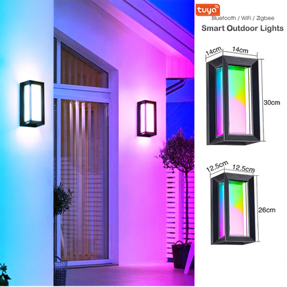 Smart LED Vägglampa Utomhus RGB+CCT – WiFi/Zigbee, Tuya, Alexa, IP65, Dimbar, 2700–6500K, S/L