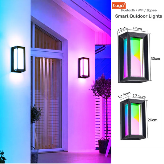 Smart LED Vägglampa Utomhus RGB+CCT – WiFi/Zigbee, Tuya, Alexa, IP65, Dimbar, 2700–6500K, S/L
