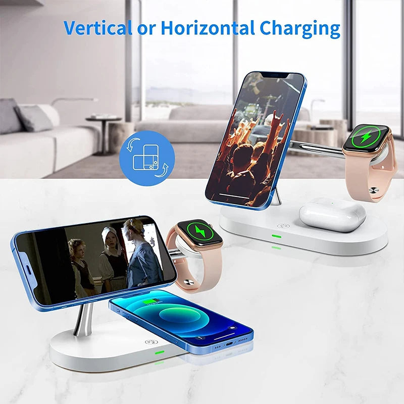 TIMESS 3-i-1 trådlös laddstation för iPhone, Apple Watch och AirPods