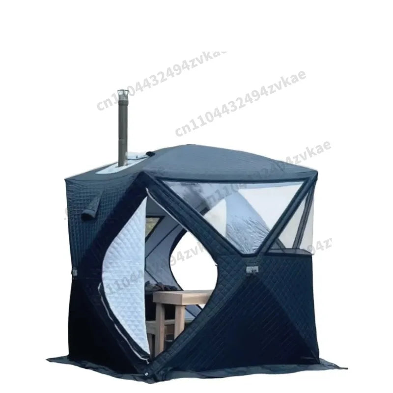 Winter Outdoor Pop Up Windproof Thickened Cold Resistant Sauna Room Portable Square Large Ice Fishing House Tent