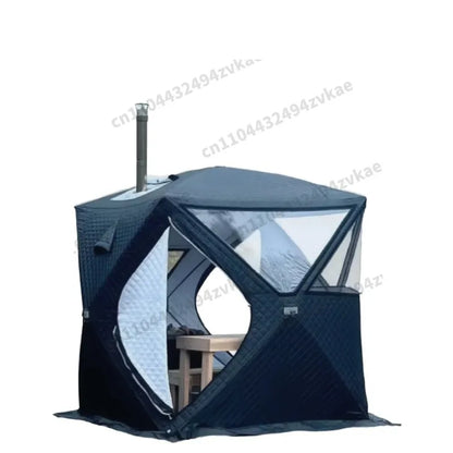 Winter Outdoor Pop Up Windproof Thickened Cold Resistant Sauna Room Portable Square Large Ice Fishing House Tent