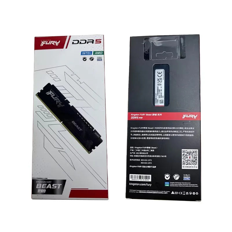 Kingston DDR5 RAM FURY Beast 32GB 16GB 6000MHz CL36 CL30 AMD EXPO Memory Profiles 288Pin DIMM PC5-48000