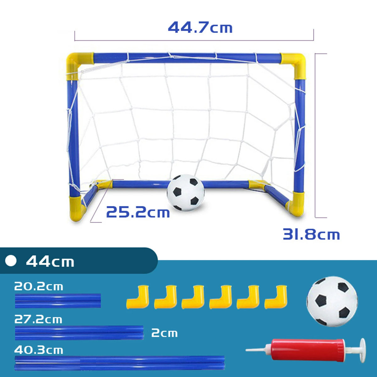 Mini-fotbollsmål för barn i ABS-plast – två storlekar, 44 eller 60 cm