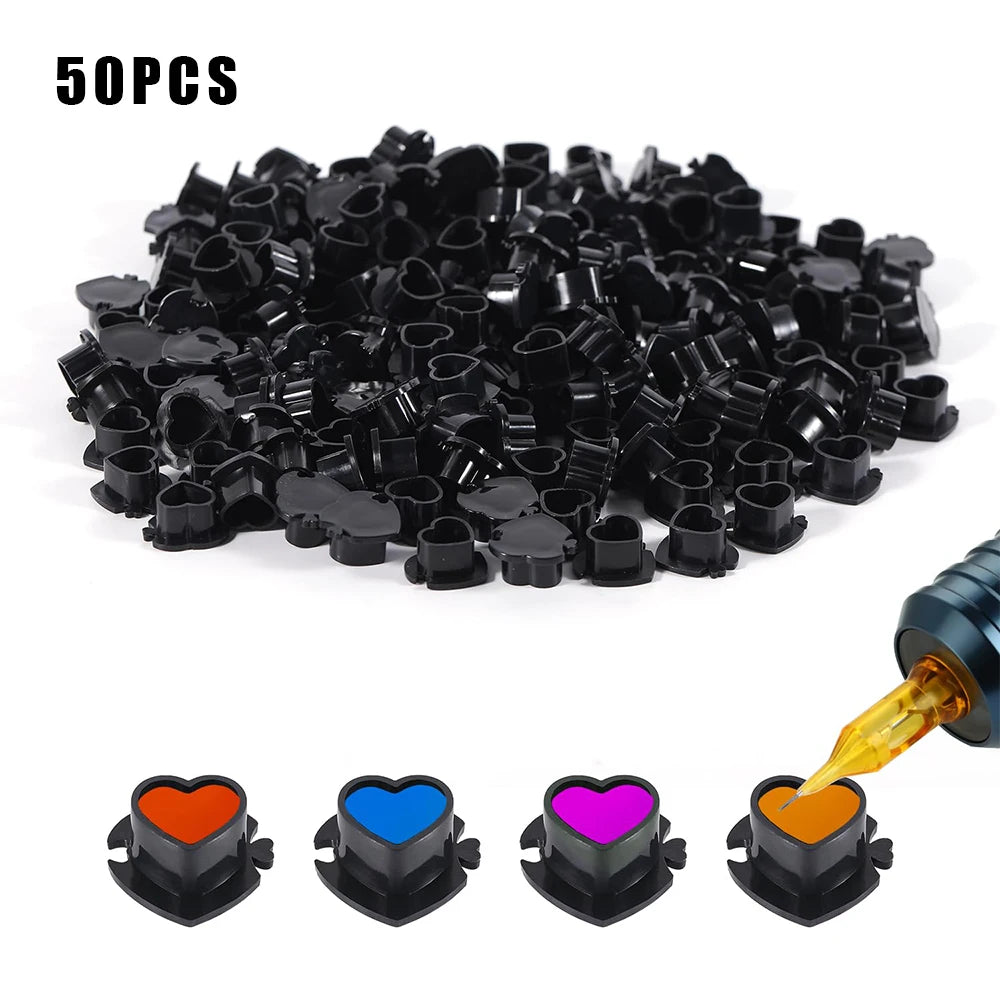 50/100/200pcs Plastic Disposable Tattoo Ink Cups With Base Pigment Clear Holder Container Cap Tattoo Accessory Permanent Makeup