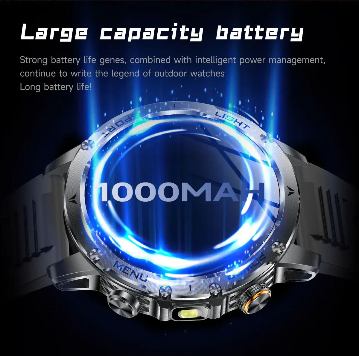 2026 New Men's GPS Outdoor Sports Smart Watch AMOLED Screen NFC Flashlight Heart Rate Monitor Waterproof Bluetooth Call 1000mAh